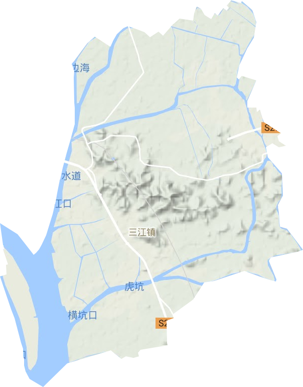 三江镇地形地图