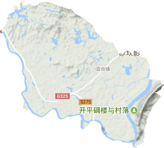 百合镇地形地图