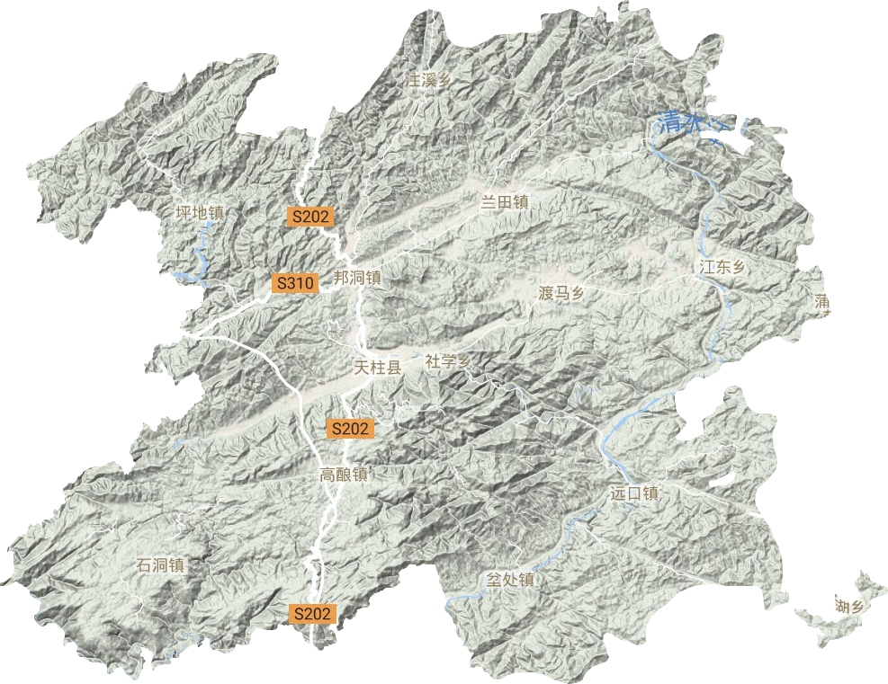 天柱县地形地图