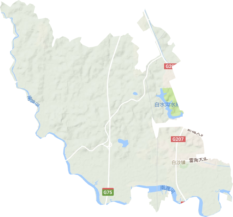 白沙镇地形地图