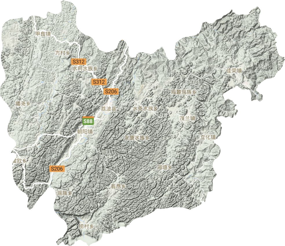 荔波县地形地图