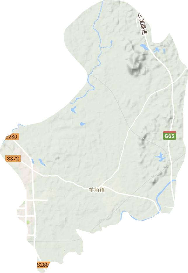 羊角镇地形地图