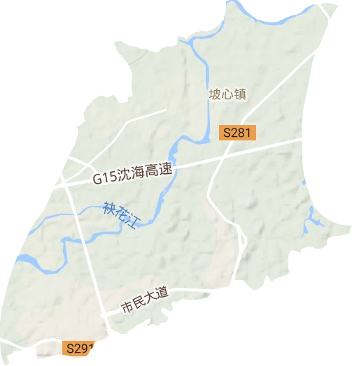 坡心镇地形地图