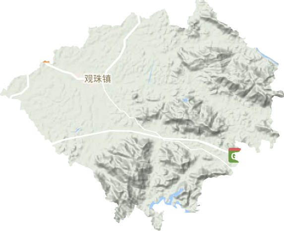 观珠镇地形地图