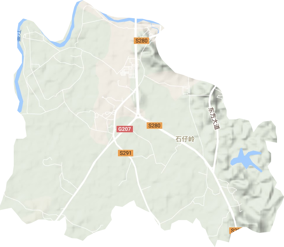 石仔岭街道地形地图