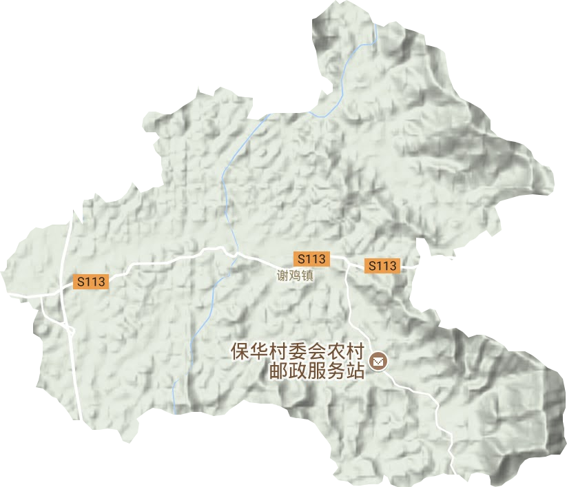 谢鸡镇地形地图