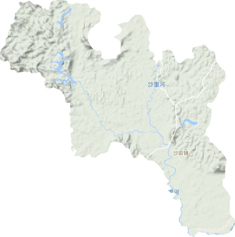 沙田镇地形地图