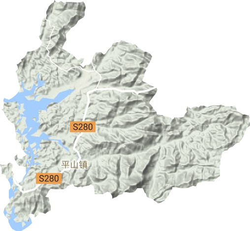 平山镇地形地图