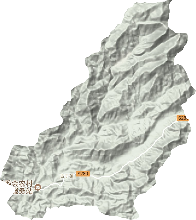 古丁镇地形地图