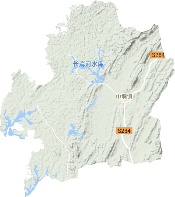 中垌镇地形地图