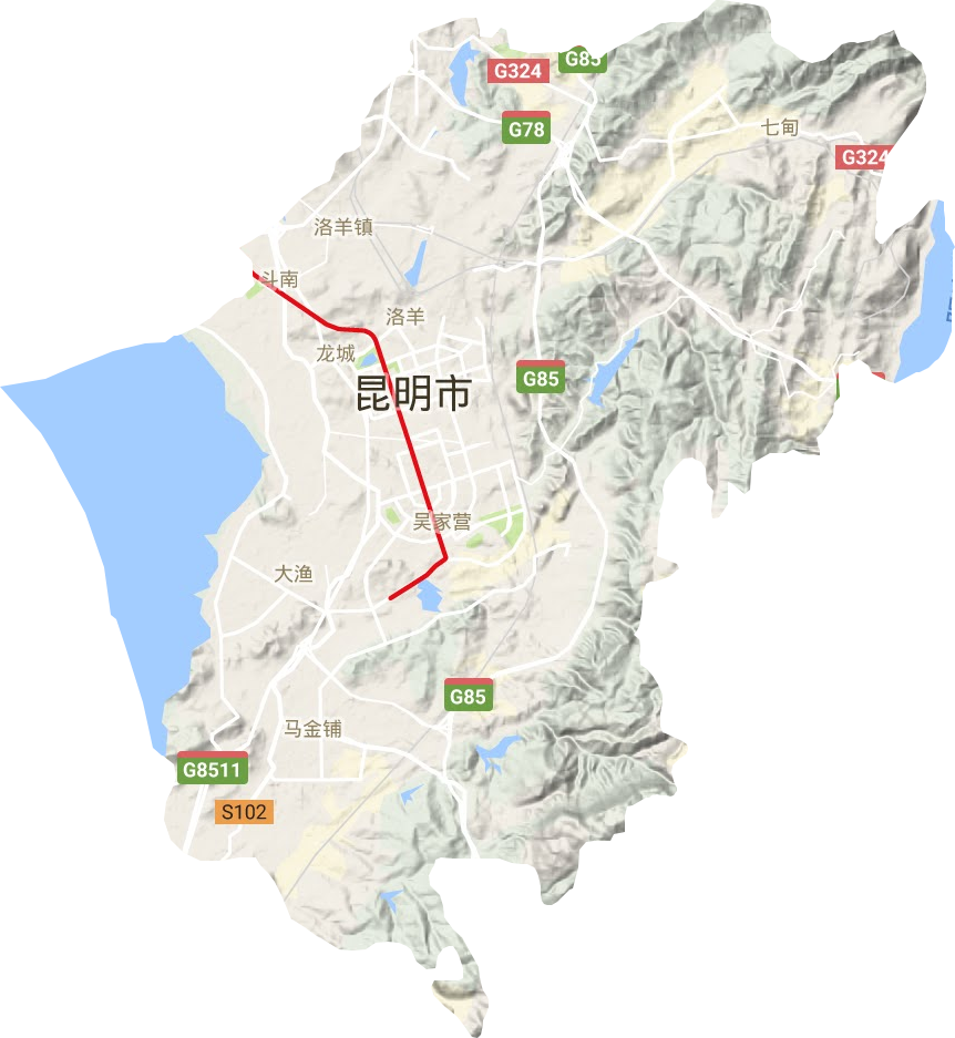 呈贡区地形地图