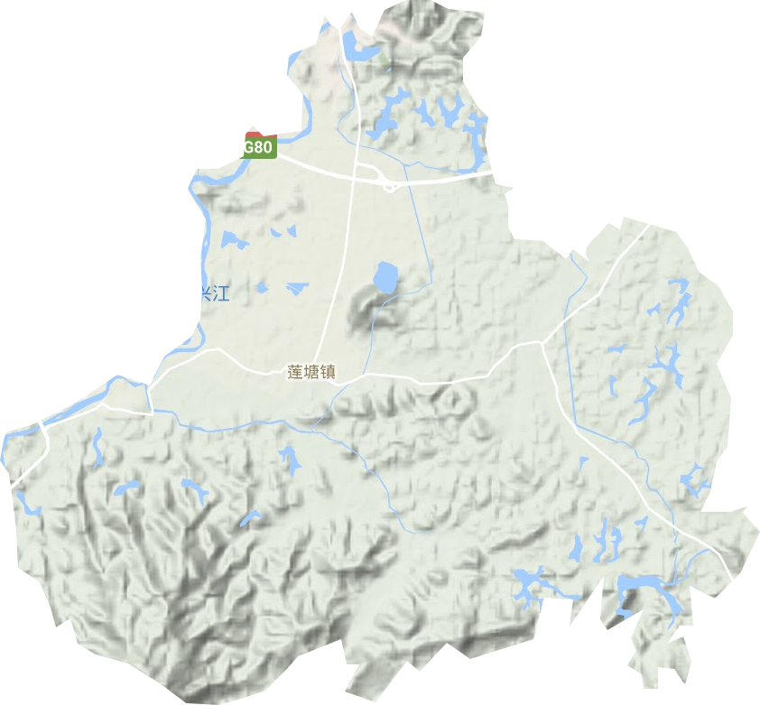 莲塘镇地形地图