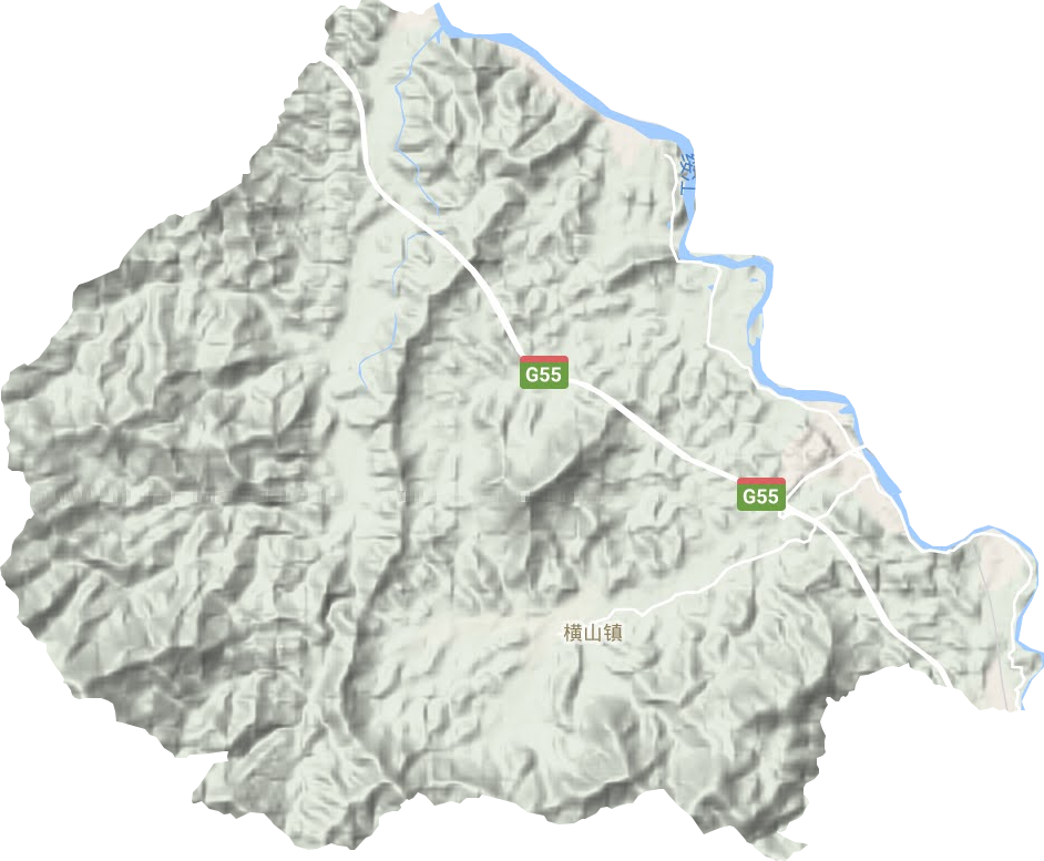 横山镇地形地图