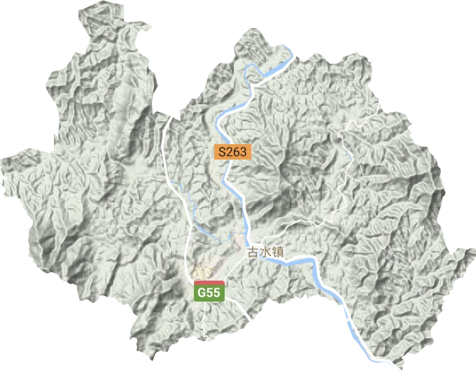 古水镇地形地图