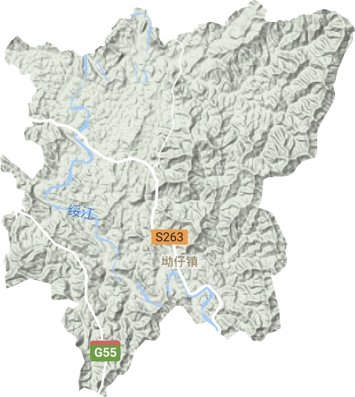坳仔镇地形地图