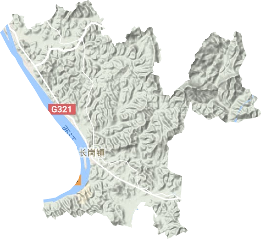 长岗镇地形地图