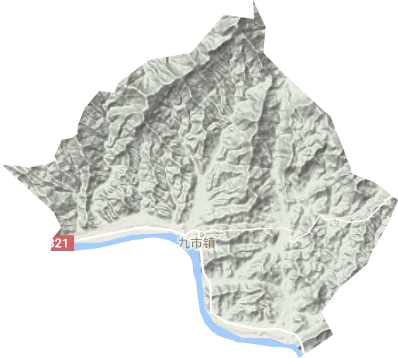九市镇地形地图