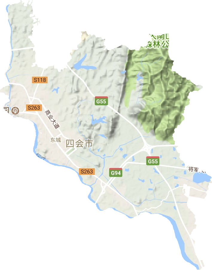 东城街道地形地图