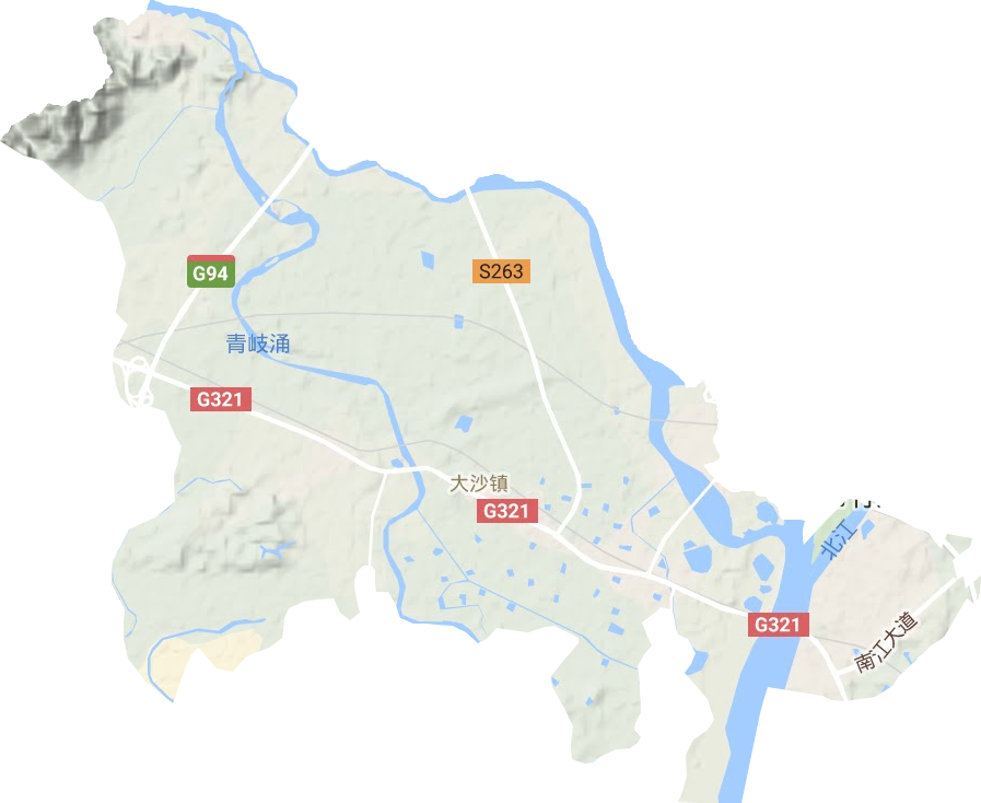 大沙镇地形地图