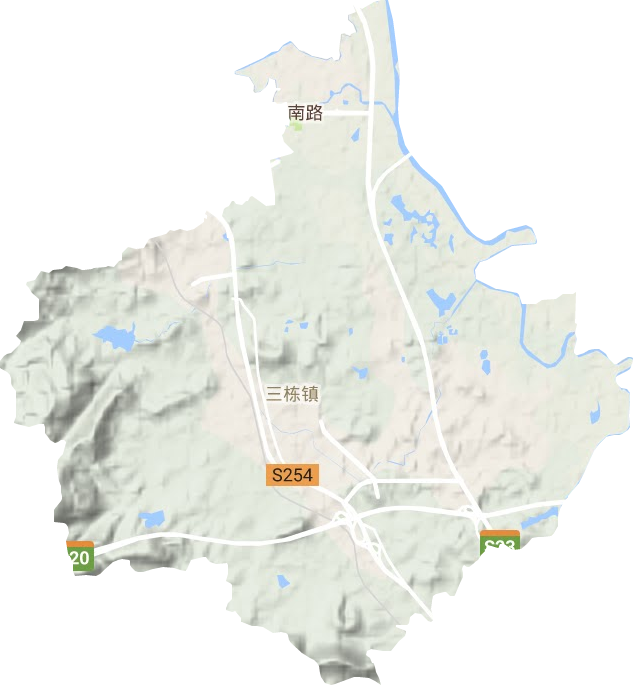 三栋镇地形地图