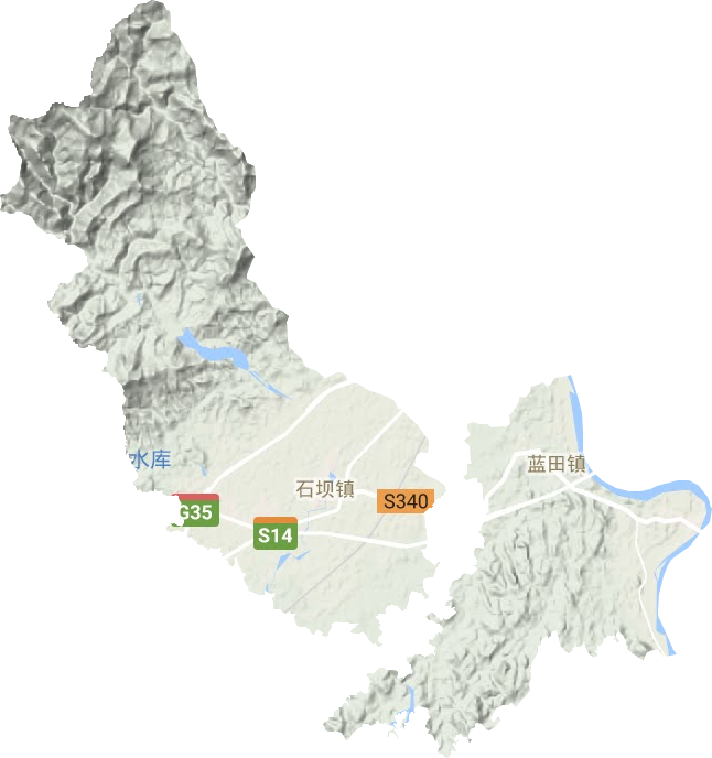 石坝镇地形地图