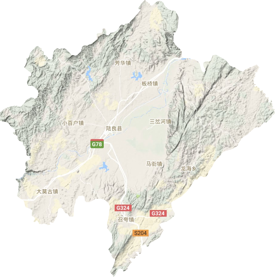 陆良县地形地图