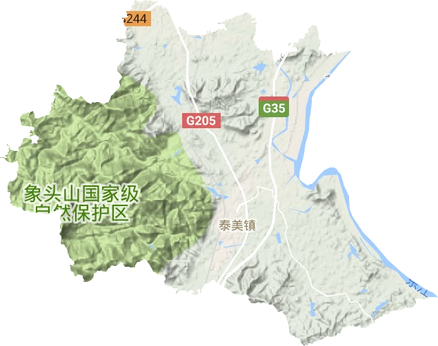 泰美镇地形地图