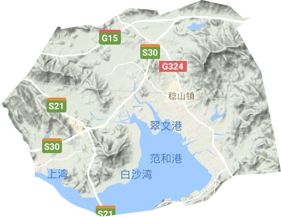 稔山镇地形地图