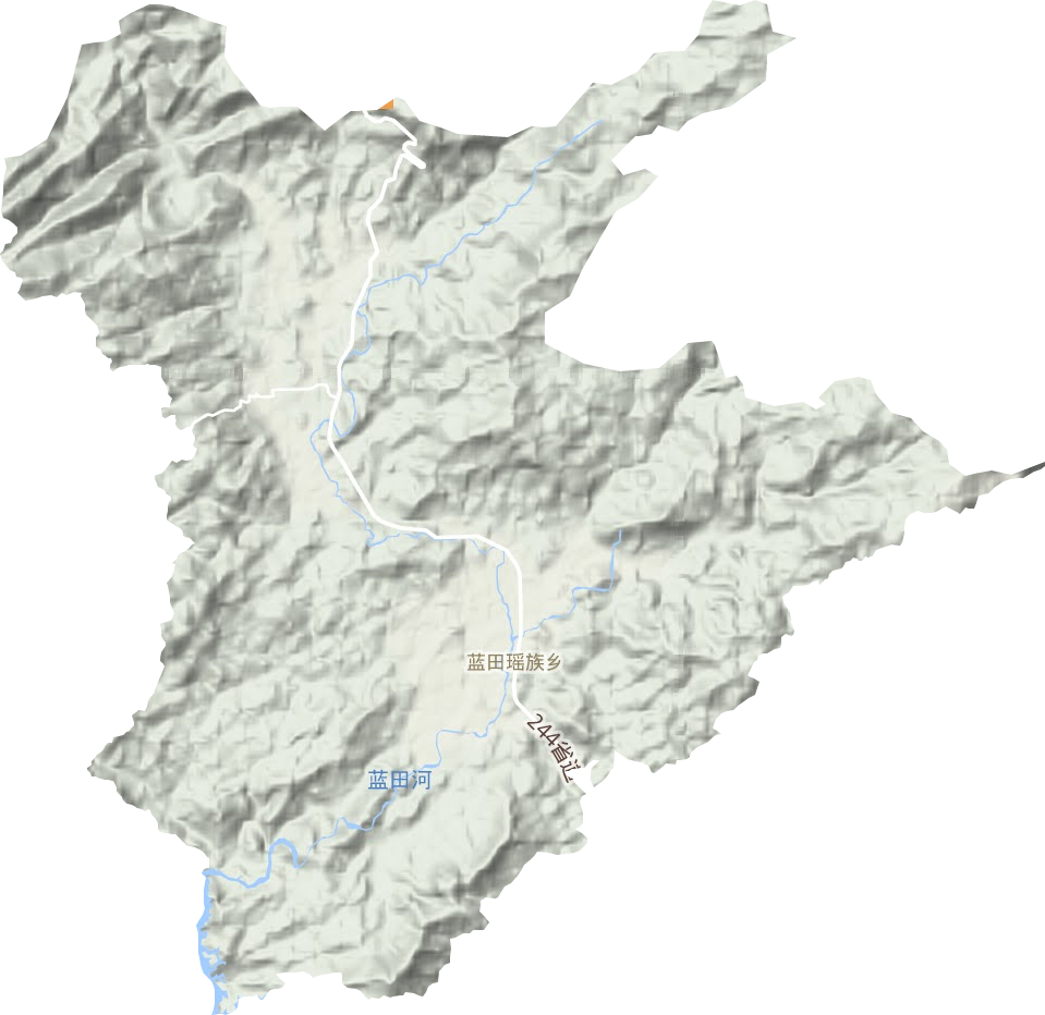 蓝田瑶族乡地形地图