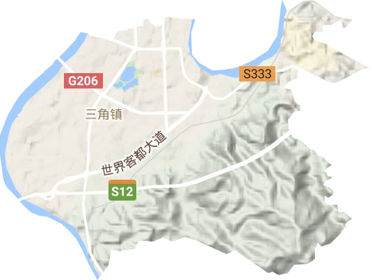 三角镇地形地图