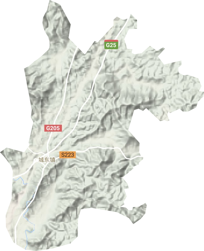 城东镇地形地图