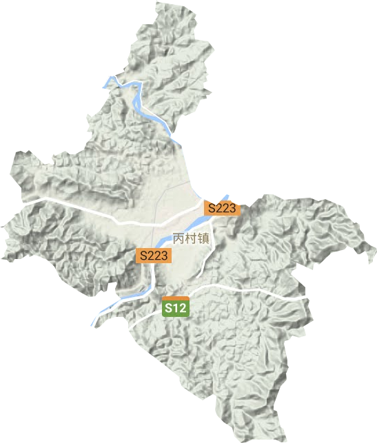 丙村镇地形地图