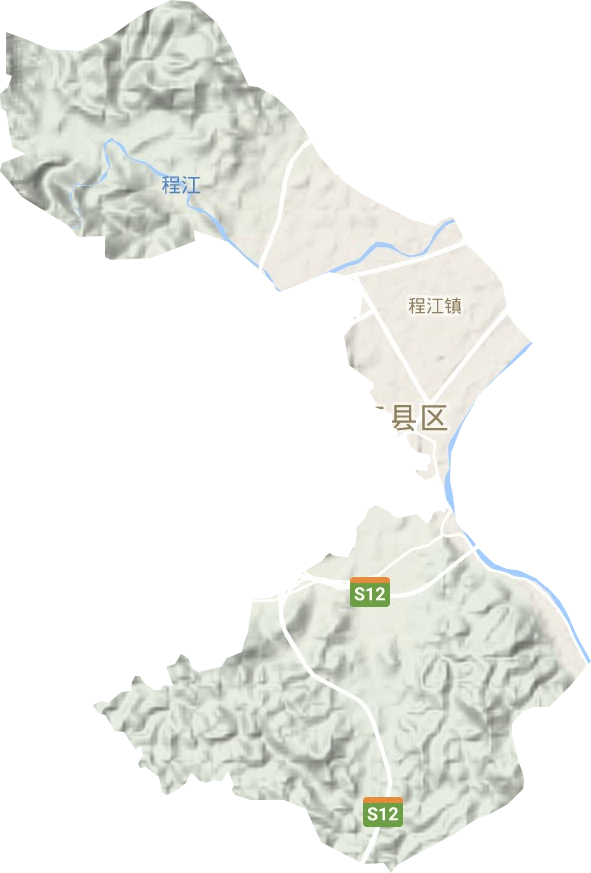 程江镇地形地图