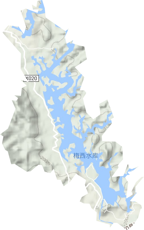 梅西水库地形地图