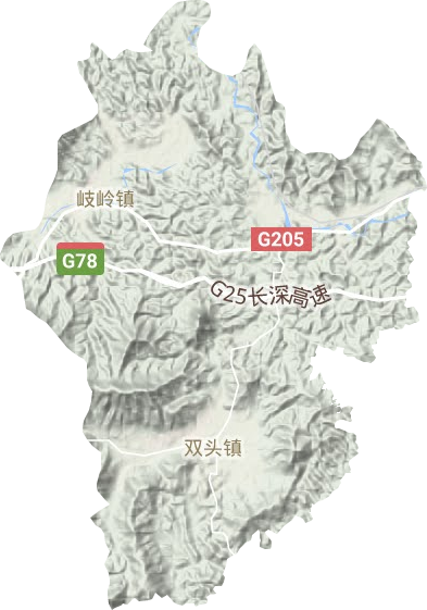 岐岭镇地形地图