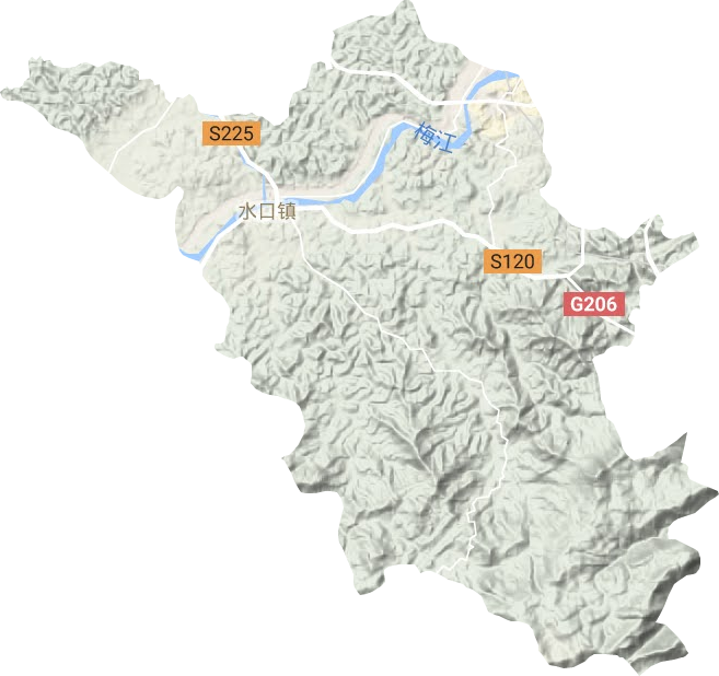 水口镇地形地图