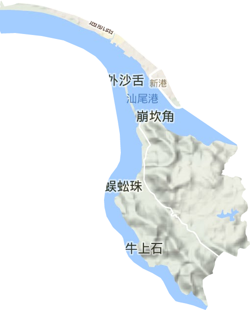 新港街道地形地图