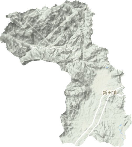新田镇地形地图