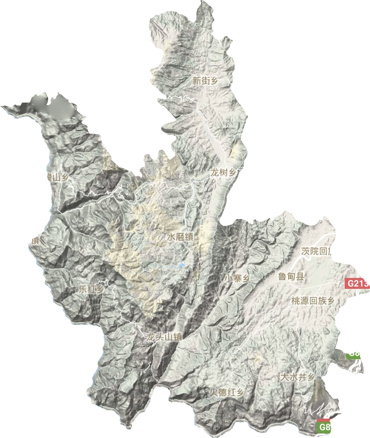 鲁甸县地形地图