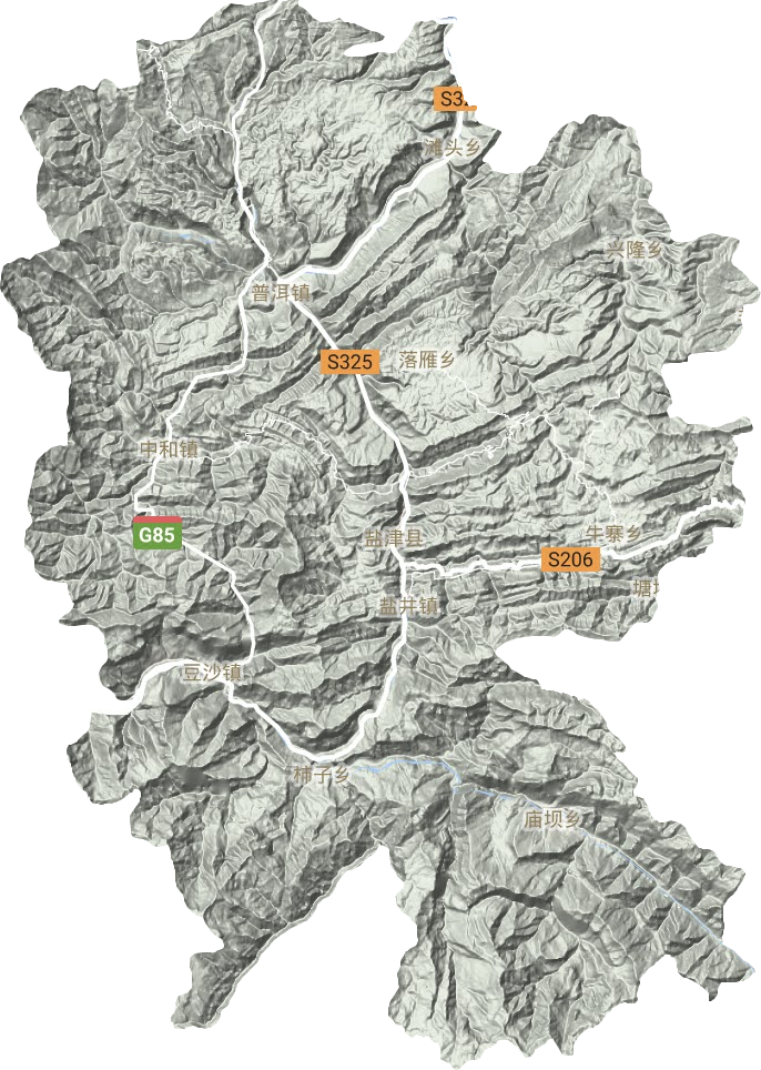 盐津县地形地图