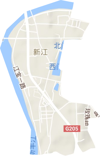 新江街道地形地图