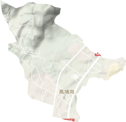 高埔岗街道地形地图