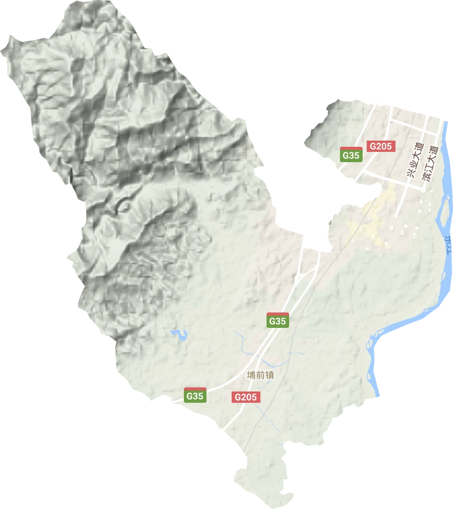 埔前镇地形地图
