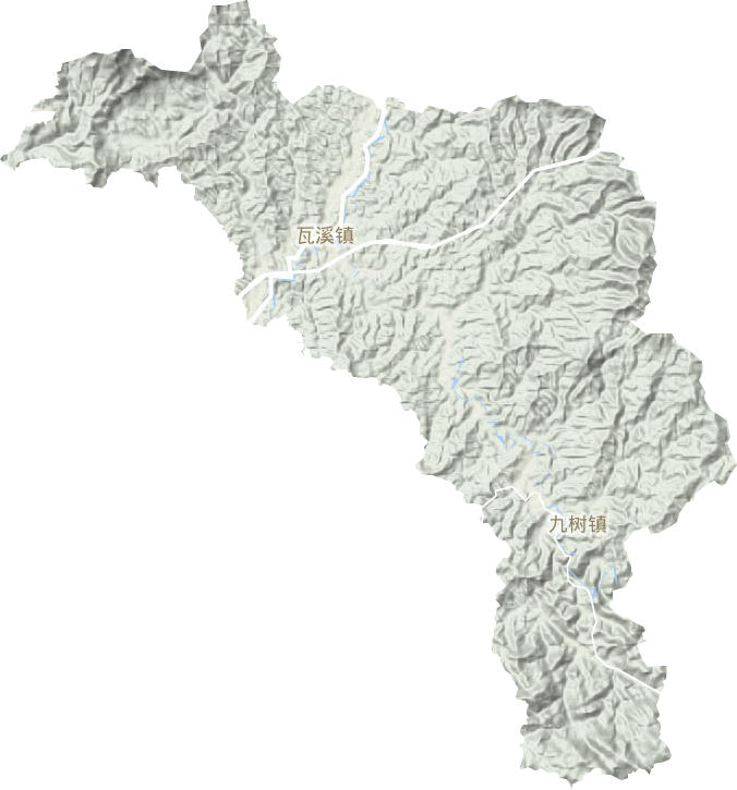 瓦溪镇地形地图