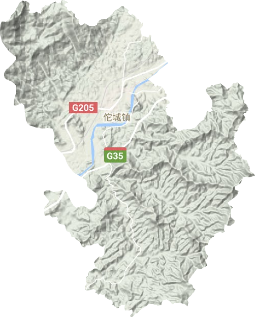 佗城镇地形地图