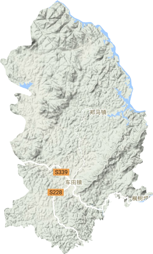 车田镇地形地图