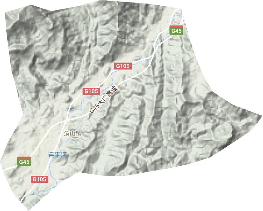 溪山镇地形地图