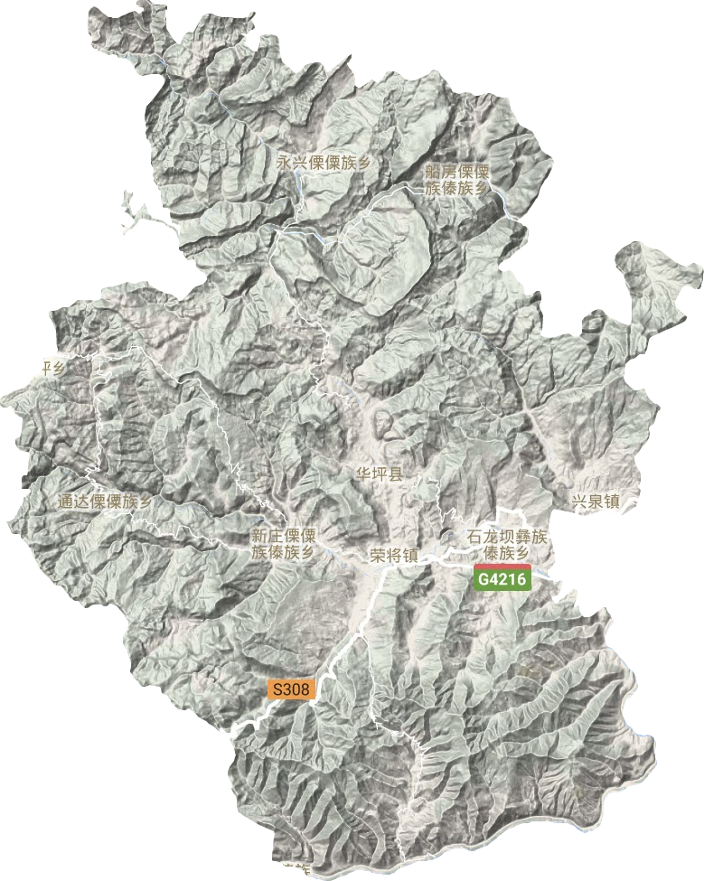 华坪县地形地图