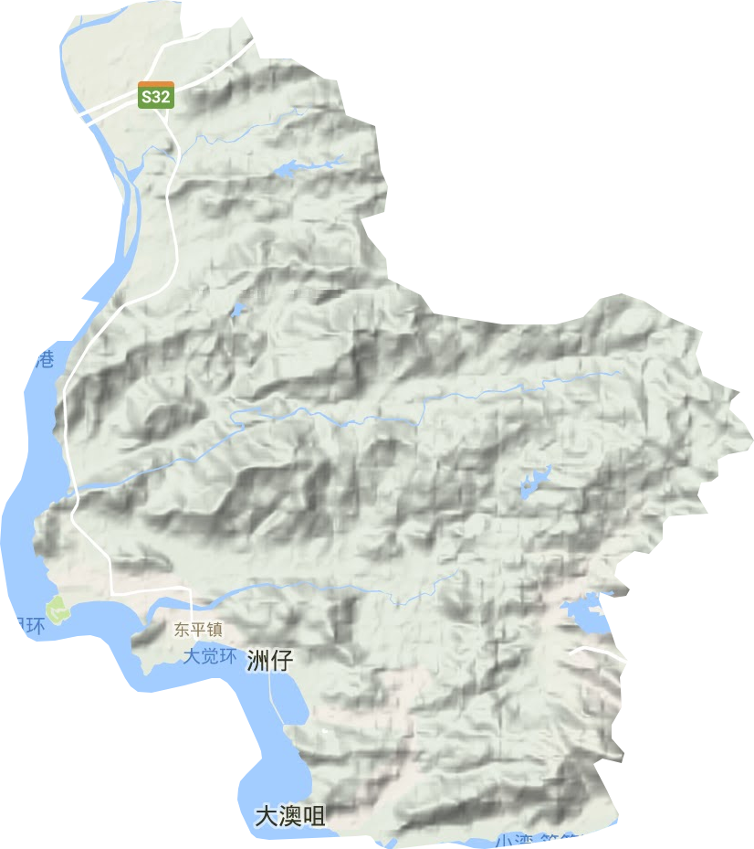 东平镇地形地图