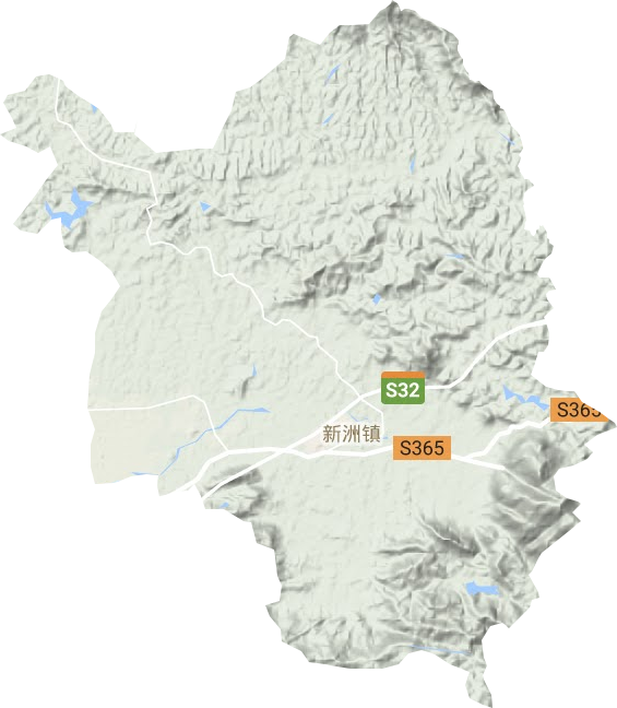 新洲镇地形地图